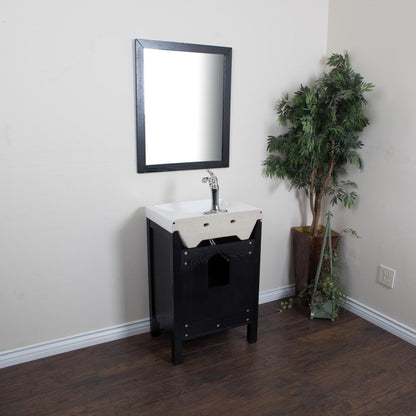 Bellaterra 23.8 in Black Single Sink Freestanding Wood Vanity 804381