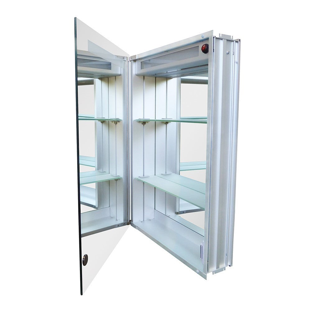 Bellaterra 20 in. Rectangular LED Illuminated Mirrored Medicine Cabinet, Inside