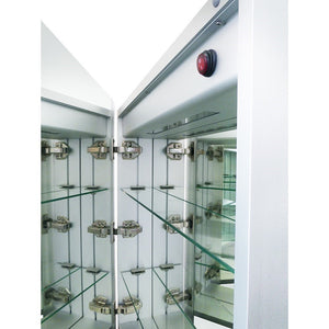 Bellaterra 24 in. Rectangular LED Illuminated Mirrored Medicine Cabinet 808082-MC, Open