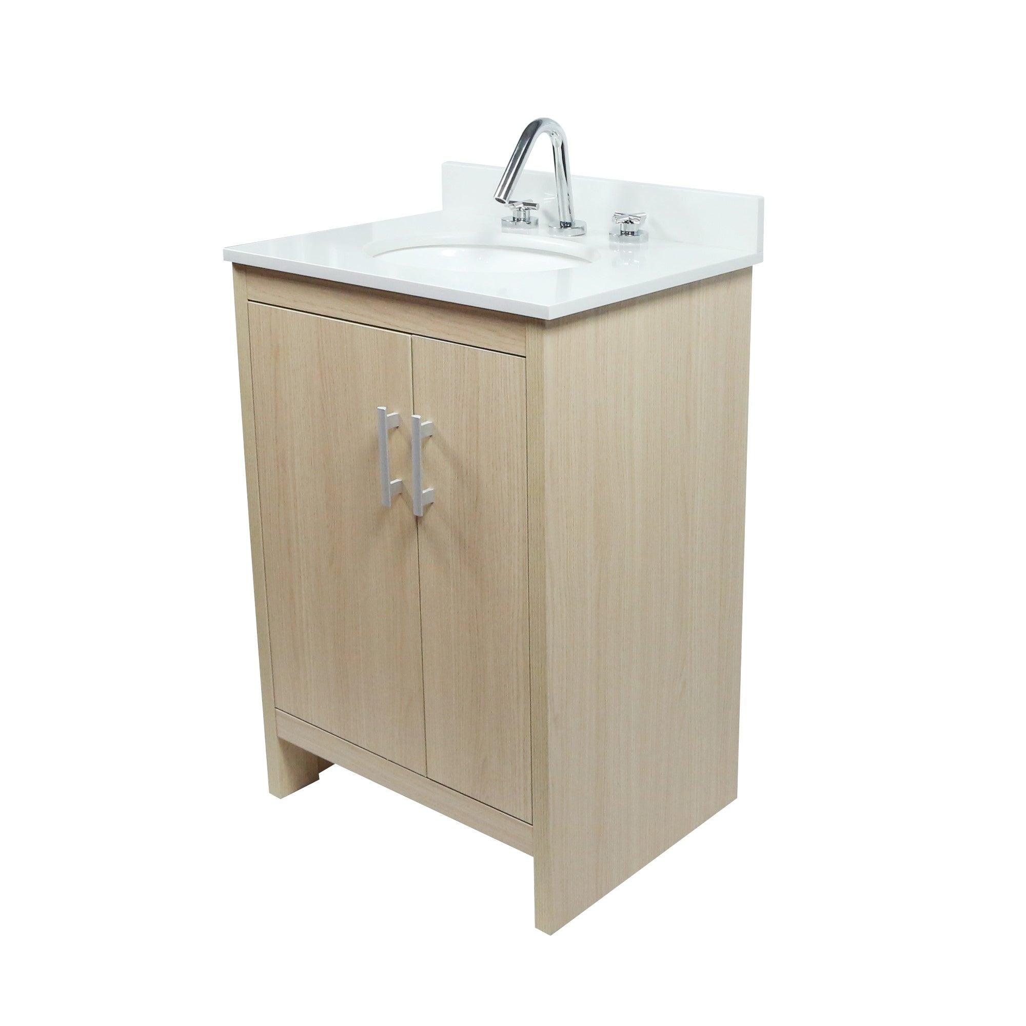 25" Single Vanity with White Quartz And Oval Sink