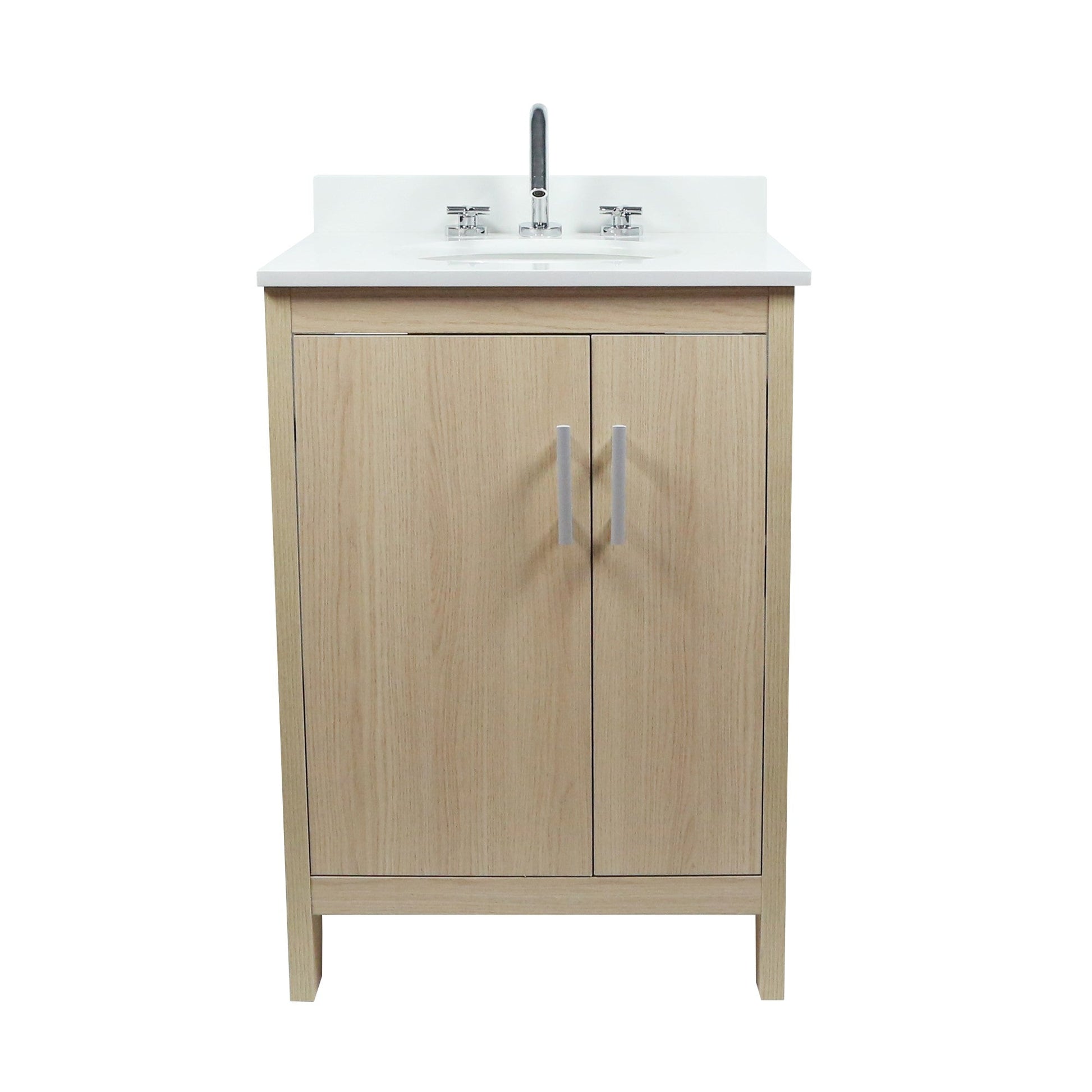 25" Single Vanity with White Quartz And Oval Sink