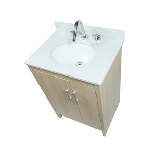25" Single Vanity with White Quartz And Oval Sink