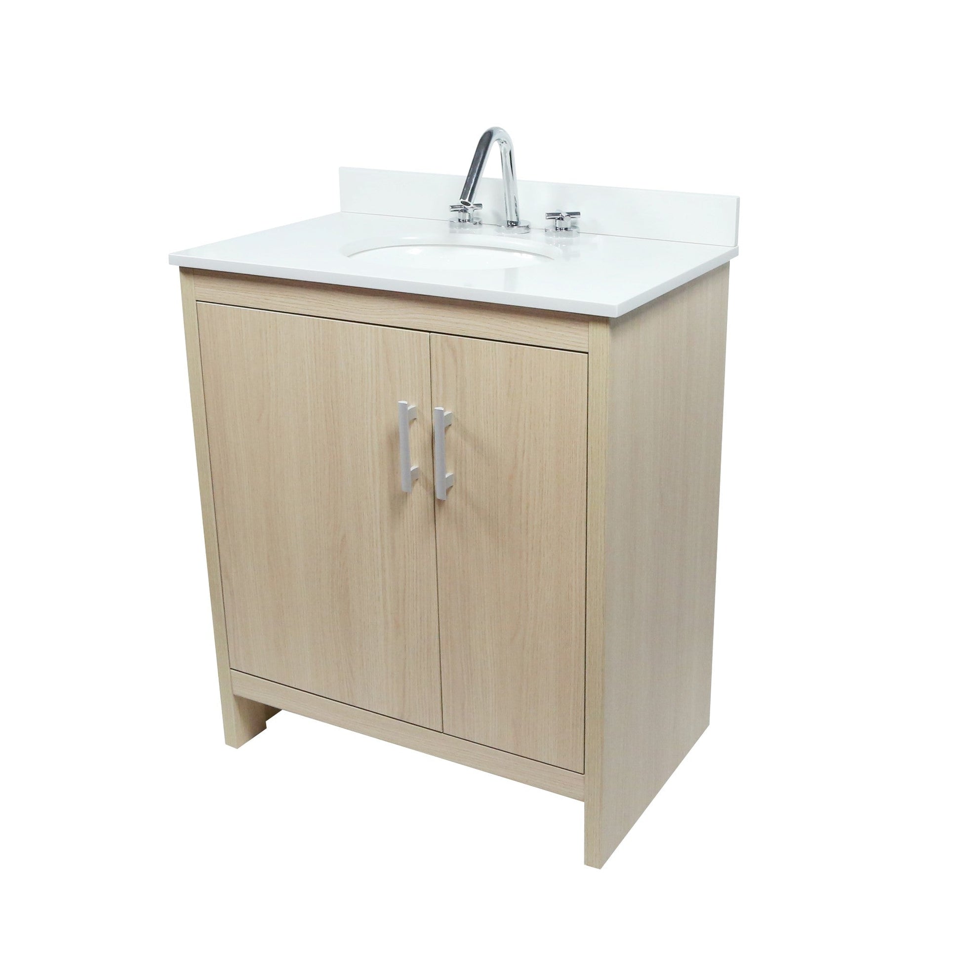 31" Single Vanity with White Quartz And Oval Sink