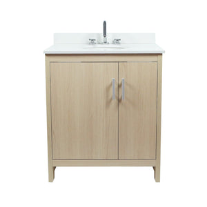 31" Single Vanity with White Quartz And Oval Sink