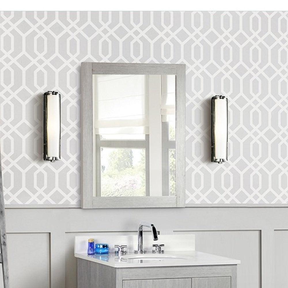 Bellaterra 24 in. Rectangle Wood Frame Mirror in Gray Pine Finish 808130-M-24, Front