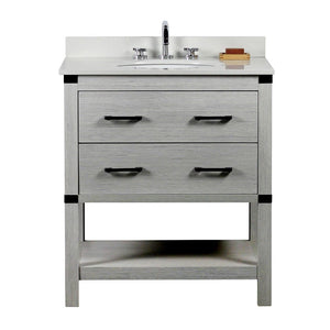 Bellaterra 808175-30-GP-WEO 31" Wood Single Vanity w/ Quartz Top Oval Sink