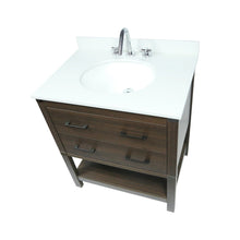 Load image into Gallery viewer, 31&quot; Single Gray Wood Vanity with White Quartz And Oval Sink