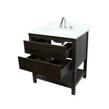 Load image into Gallery viewer, 31&quot; Single Gray Wood Vanity with White Quartz And Oval Sink, open