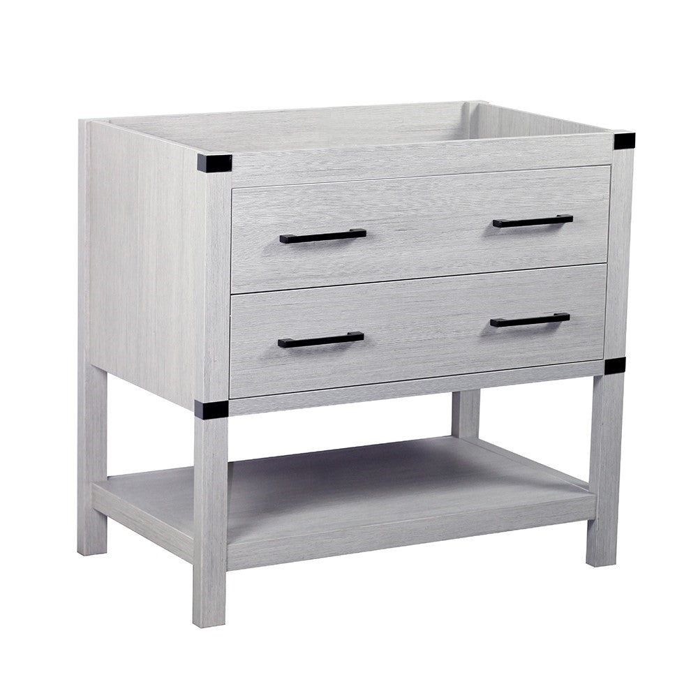 Bellaterra 37" Single Wood Gray Pine Vanity,  White Quartz Top, Sink  808175-36-GP-WEO 