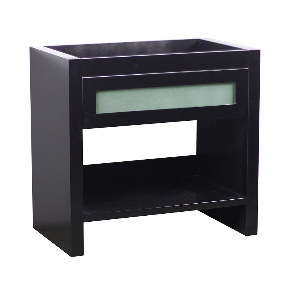 Bellaterra 37" Single Wood Matte Black Vanity,  Black Galaxy Top, Sink  808175-36-BL-BGR