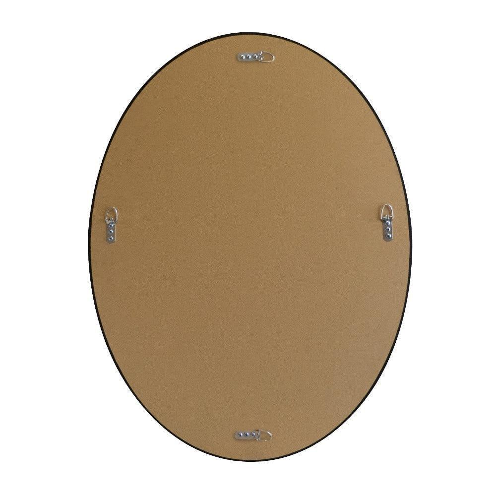 Bellaterra 24 in. Oval Wood Grain Frame Mirror in Antique White Finish, Backside