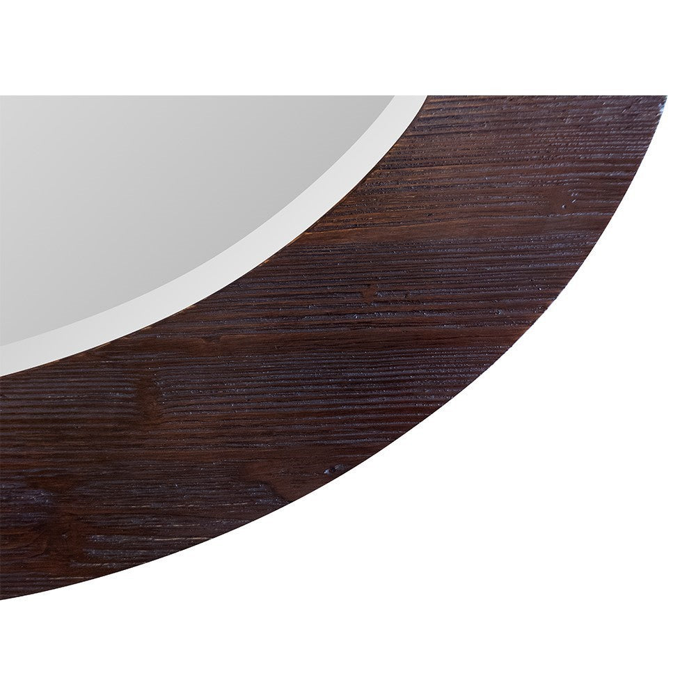 Bellaterra 24 in. Oval Wood Grain Frame Mirror in Teak Finish 808204-M, Closeview