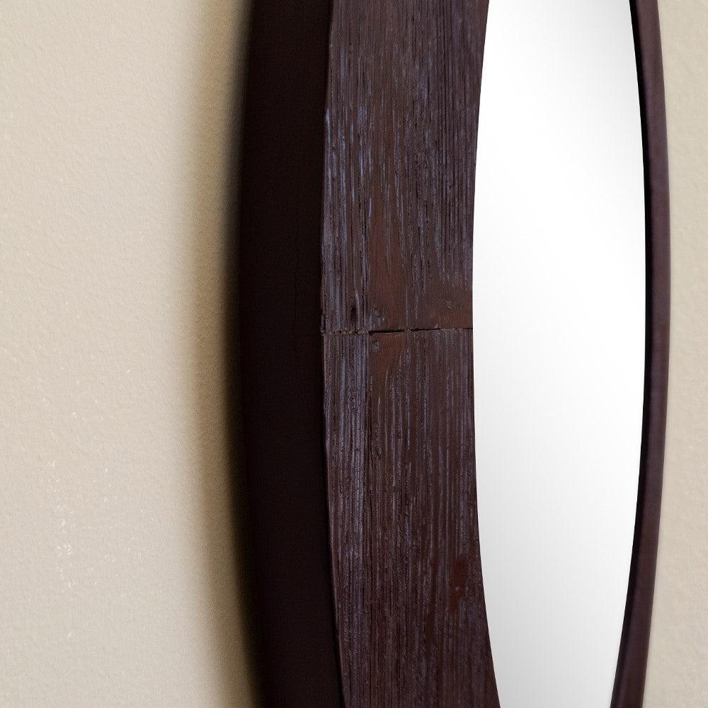 Bellaterra 24 in. Oval Wood Grain Frame Mirror in Teak Finish 808204-M, Frame
