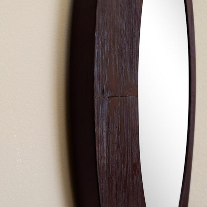 Bellaterra 24 in. Oval Wood Grain Frame Mirror in Teak Finish 808204-M, Frame