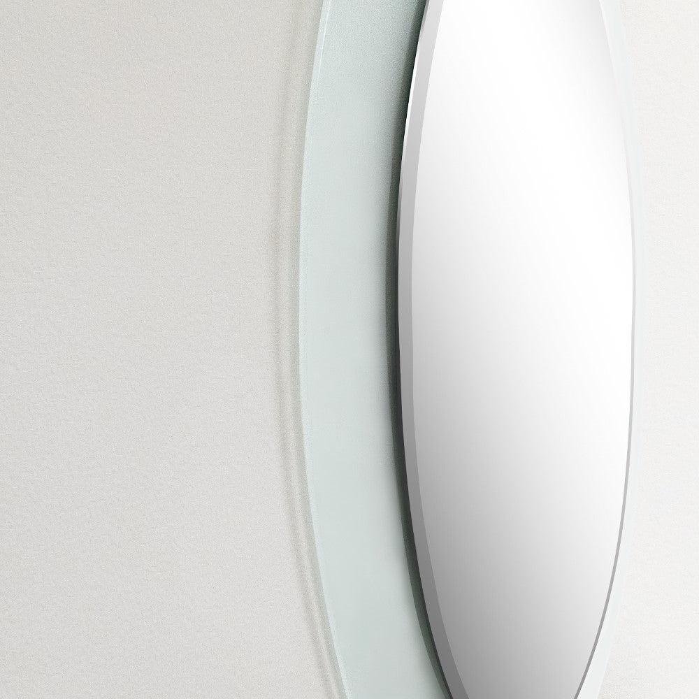 Bellaterra 23 in. Oval Frosted Frame Mirror 808301-M, Front