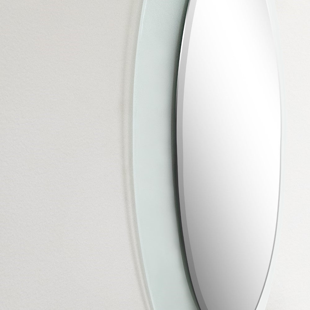 Bellaterra 23 in. Oval Frosted Frame Mirror 808301-M, Sideview