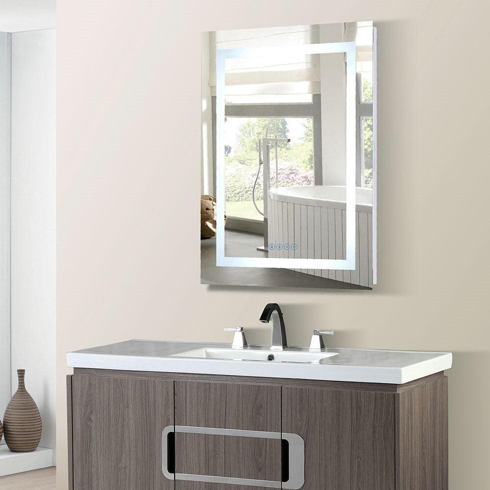 Bellaterra 24 in. Rectangular LED Bordered Illuminated Mirror with Bluetooth Speakers 808454-M-24, Front