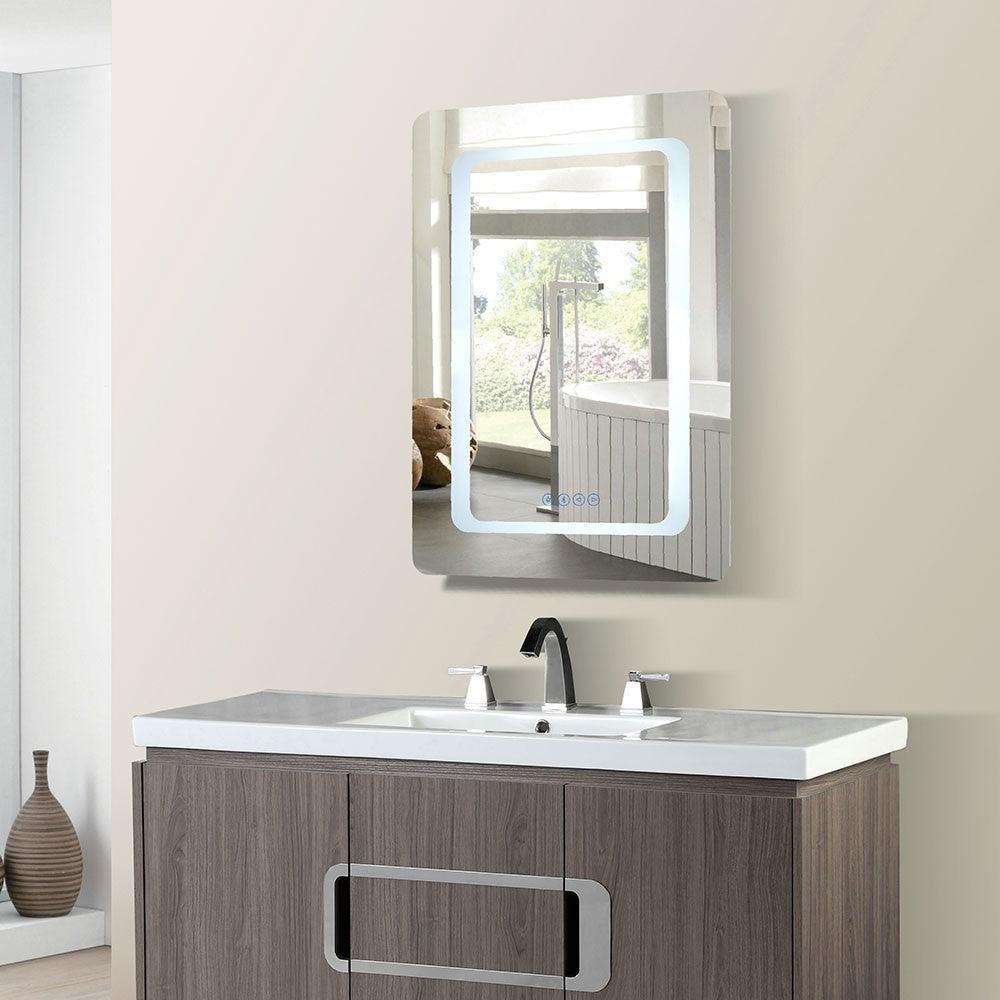Bellaterra 24 in. Rectangular LED Bordered Illuminated Mirror with Bluetooth Speakers 808485-M-24, Front