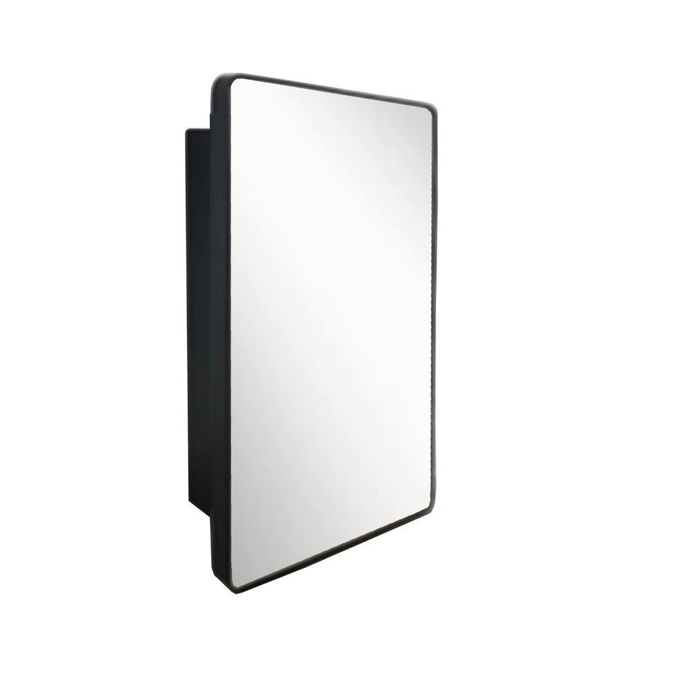 Bellaterra 28 in Rectangular Metal Frame Mirror with Medicine Cabinet in Matte Black 8821-MC-BL, Sideview