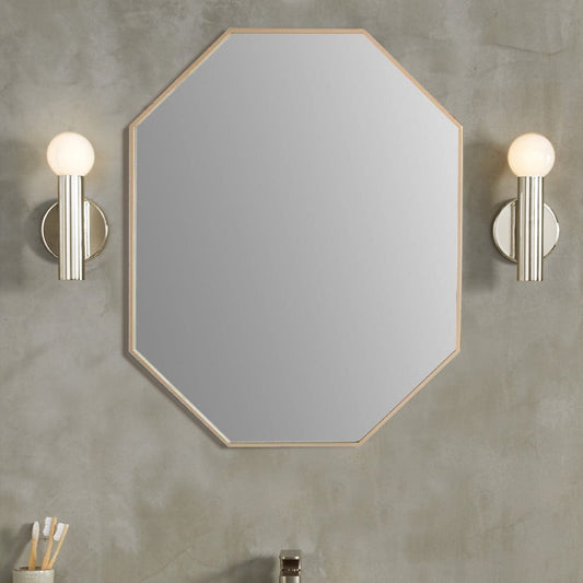 Bellaterra 23 in Octagon Metal Frame Mirror in Brushed Gold 8834-24GD, Front