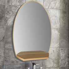 Load image into Gallery viewer, Bellaterra 24 in Oval Metal Frame Mirror with Shelf in Brushed Gold 8837-24GD, Front