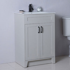 Bellaterra 24" Manufactured Wood Single Rectangular Sink Vanity 9003-24-LG (Light Gray)