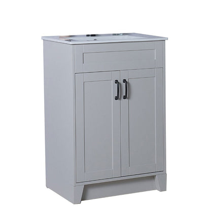 Bellaterra 24" Manufactured Wood Single Rectangular Sink Vanity 9003-24-LG (Light Gray)