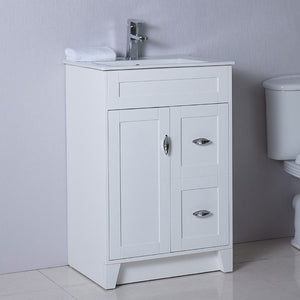 Bellaterra 24" Manufactured Wood Single Rectangular Sink Vanity 9004-24-WH (White)