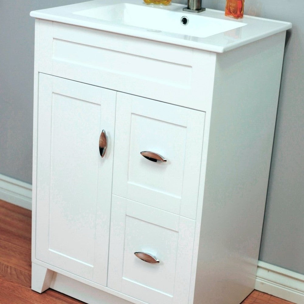 Bellaterra 24" Manufactured Wood Single Rectangular Sink Vanity 9004-24-WH (White)