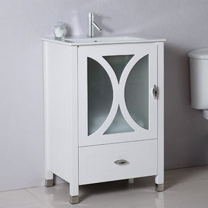 Bellaterra 9005-24-WH-SET 24 in Single Sink Vanity-Manufactured Wood