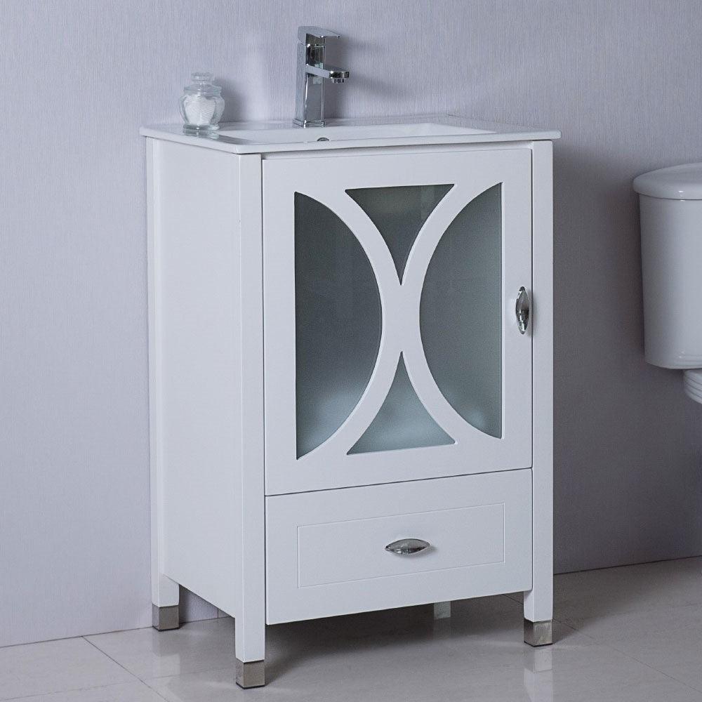 Bellaterra 9005-24-WH 24 in Single Sink Vanity-Manufactured Wood