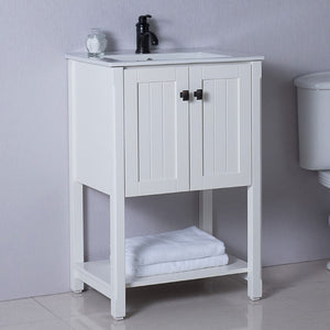 Bellaterra 9006-24-WH 24 in Single Sink Vanity-Manufactured Wood