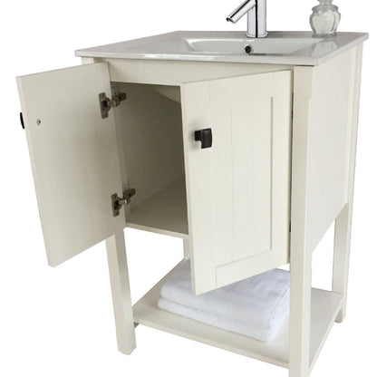 Bellaterra 24 in Single Sink Vanity-Manufactured Wood 9006-24-SW-WH