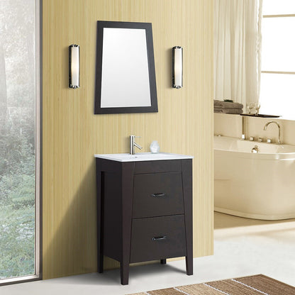 Bellaterra 9008-24-ES-LG-WH 24 in Single Sink Vanity-Manufactured Wood