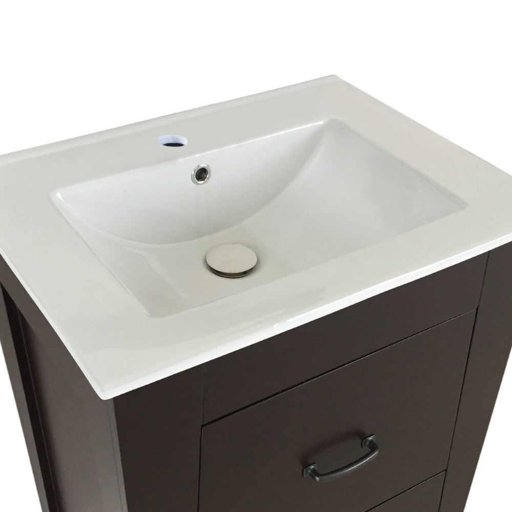 Bellaterra 24 in Single Sink Vanity-Manufactured Wood 9008-24-ES-LG-WH