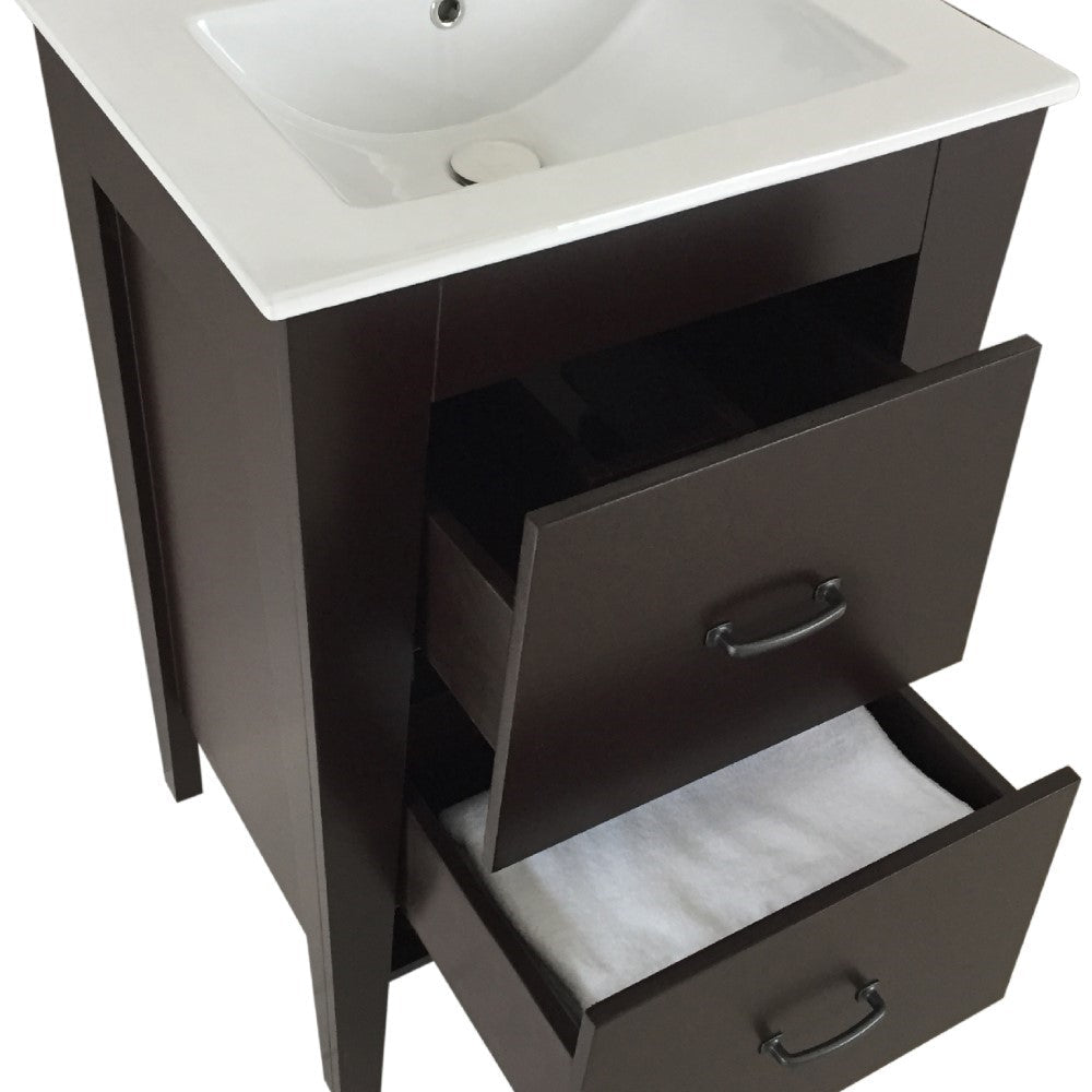 Bellaterra 24 in Single Sink Vanity-Manufactured Wood 9008-24-ES-LG-WH