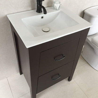 Bellaterra 24 in Single Sink Vanity-Manufactured Wood 9008-24-ES-LG-WH