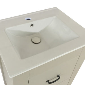 Bellaterra 24 in Single Sink Vanity-Manufactured Wood 9008-24-ES-LG-WH