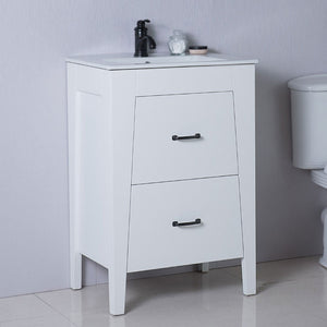 Bellaterra 9008-24-WH 24 in Single Sink Vanity-Manufactured Wood
