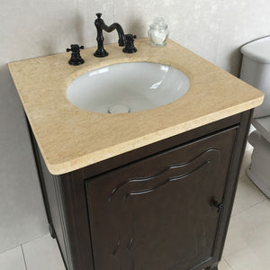 Bellaterra 24" Sable Walnut Manufactured Wood Single Vanity w/ Counter Top Oval Sink 9010-24-SW-CM (Cream Marble)