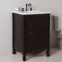 Load image into Gallery viewer, Bellaterra 24&quot; Sable Walnut Manufactured Wood Single Vanity w/ Counter Top Oval Sink 9010-24-SW-JW (Jazz White Marble)