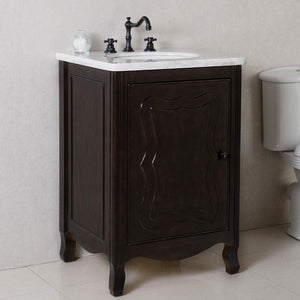 Bellaterra 24" Sable Walnut Manufactured Wood Single Vanity w/ Counter Top Oval Sink 9010-24-SW-JW (Jazz White Marble)