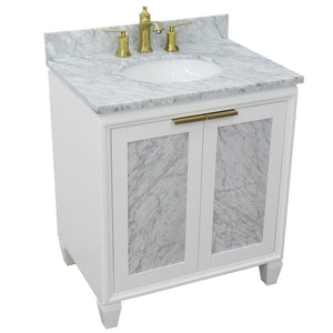 Bellaterra 31" Wood Single Vanity w/ Counter Top and Sink 400990-31-WH-WMO