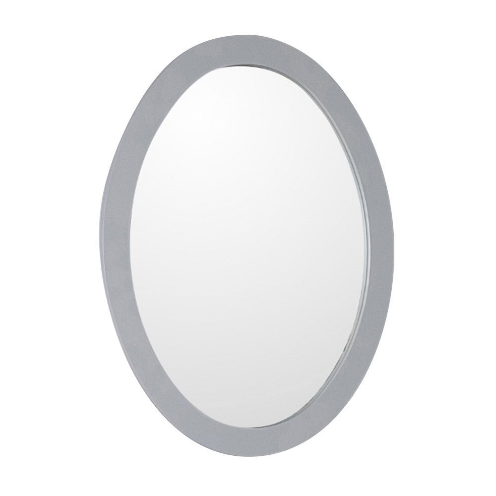 Bellaterra 22 in Oval Framed Mirror -  Light Gray Wood Finish 9902-M-LG, Front