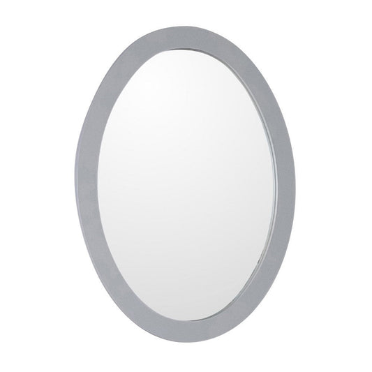 Bellaterra 22 in Oval Framed Mirror -  Light Gray Wood Finish 9902-M-LG, Front