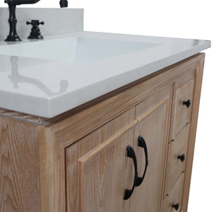 37 in. Single Sink Vanity in Weathered Neutral with Engineered Quartz Top, Matte Black Hardware