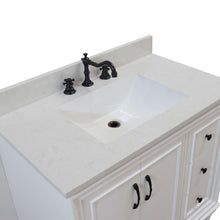 Load image into Gallery viewer, 37 in. Single Sink Vanity in White with Engineered Quartz Top, Matte Black Hardware
