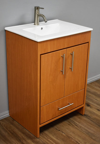 Volpa USA Pacific 24" Modern Honey Maple Bathroom Vanity MTD-3124HM-14 AC