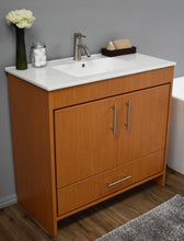 Load image into Gallery viewer, Pacific 36&quot; vanity Honey Maple MTD-3136HM-14 angle closed staged