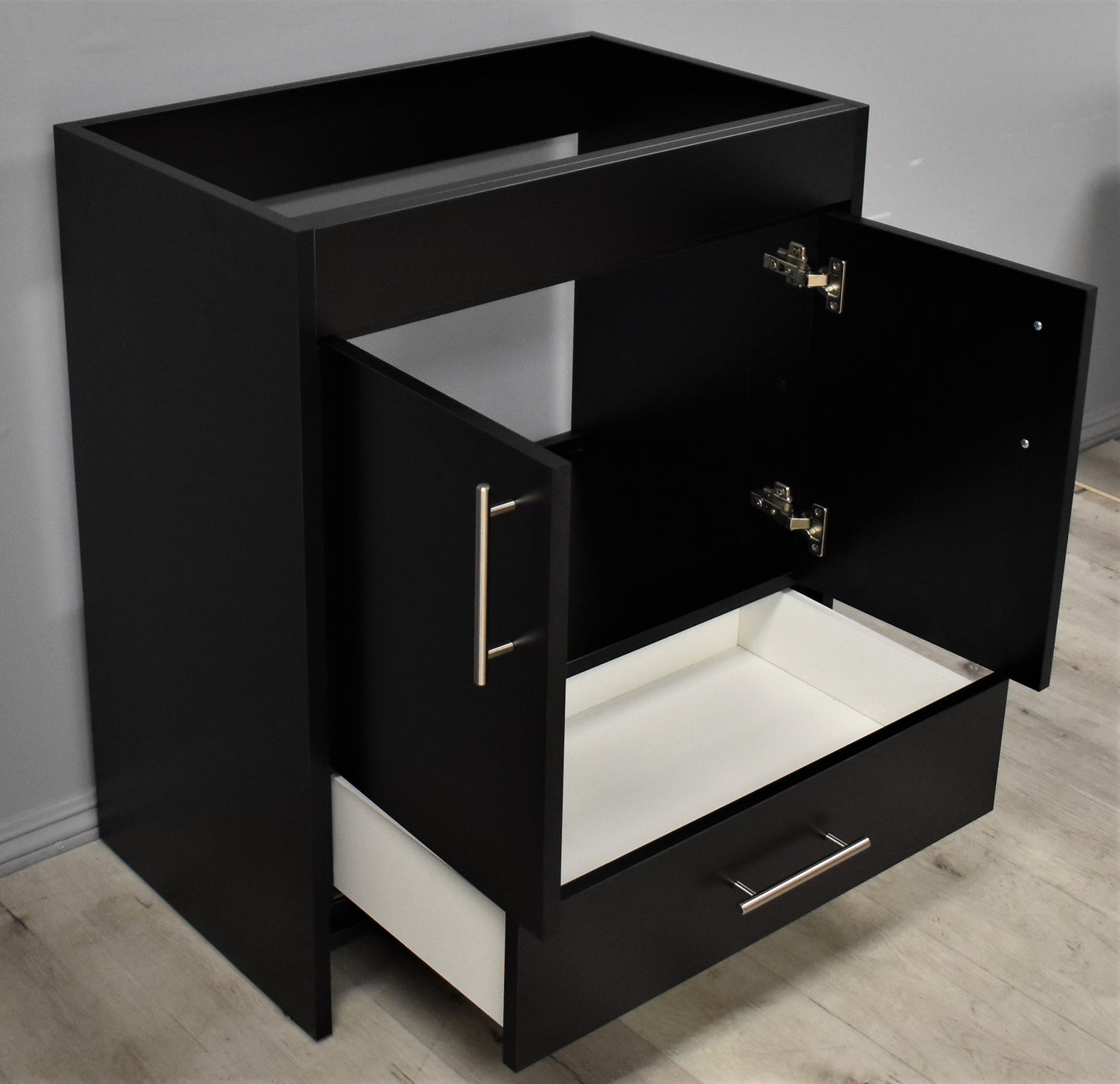 Rio 30" Vanity Cabinet only Black AngleOpen